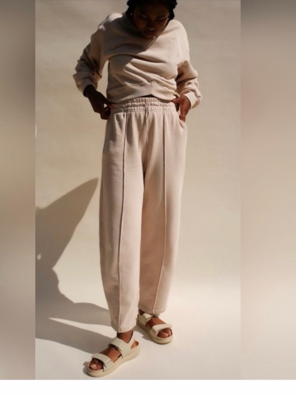 Agolde Cream High-Waist Track Joggers